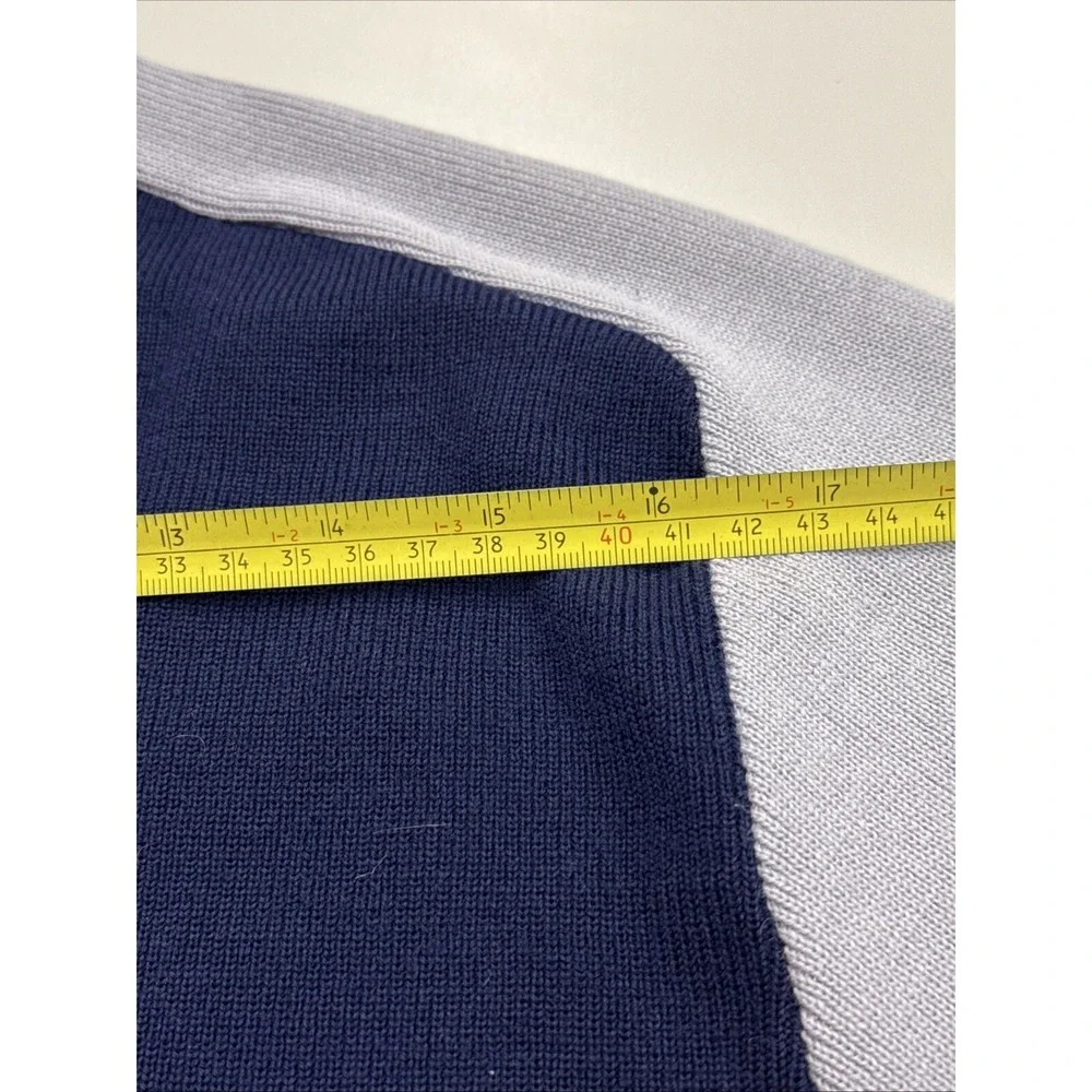 VTG Meister Ski Sweater Men Large Navy‎ Stripe Wool Hong Kong 3h